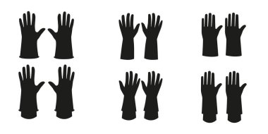 Farklı lastik eldivenlerden oluşan siluet koleksiyonu. Lastik eldiven verin.