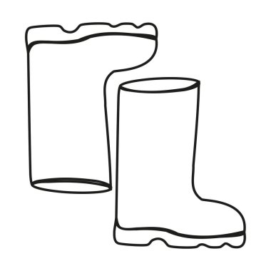 Lastik çizmeler beyaz arkaplanda izole edilmiş.