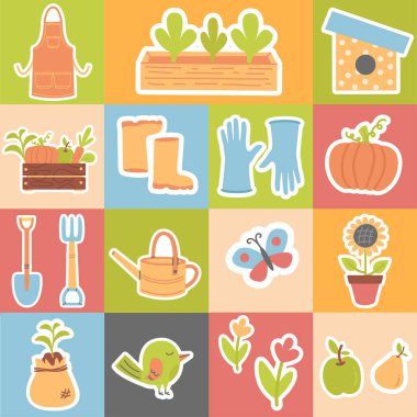 Kusursuz desenli bahçe etiketi düz tasarım