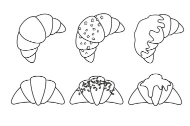 Ekmeğin siyah ve beyaz tahsilatı kruvasan ekmeği Fransız mutfağı.