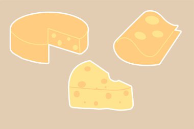 Fransız mutfağının farklı peynir türlerinin çıkartmaları.