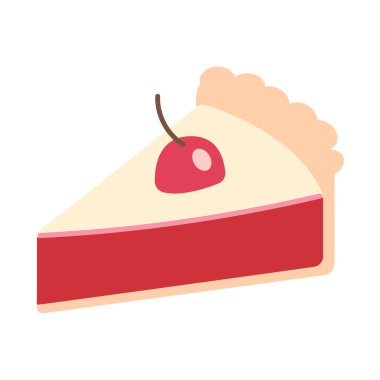 Beyaz arka planda kirazlı bir parça pasta izole edilmiş.