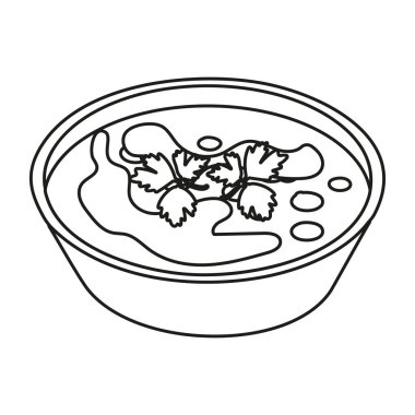 Beyaz arka planda siyah-beyaz Fransız soğan çorbası.