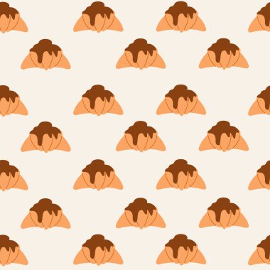 Çikolata eli çizilmiş kusursuz kruvasan deseni