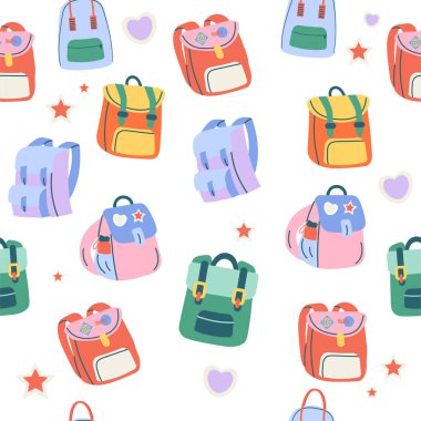 Sırt çantası deseni, çanta, okul çantası çizilmiş el çantası. Okul ve seyahat