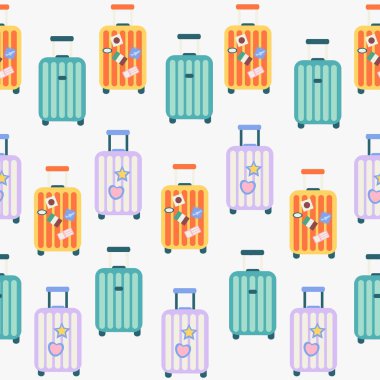 Tekerlekler üzerinde düz bir şekilde seyahat çantasının kusursuz deseni