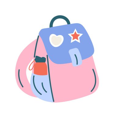 Sırt çantası, çanta, okul çantası çizilmiş el çantası. Okul ve seyahat beyaz arka planda izole