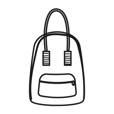 Sırt çantası, çanta, okul çantası taslağı. Okul ve seyahat beyaz arka planda izole