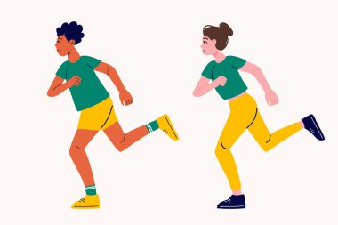 Erkek ve kadın koşuyor. Sağlıklı yaşam tarzı kavramı.