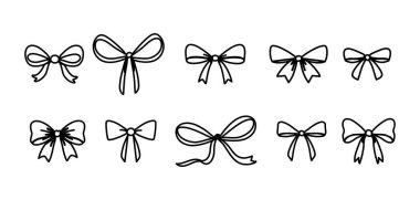 Kurdele yayı koleksiyonu el çizimi