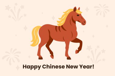 Mutlu Çin Yeni Yılı 2026 'nın arka plan posteri. At Yılı