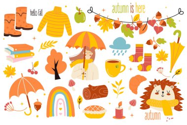 Autumn Vibes Elements paketi. Sonbahar zirvesi