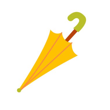 Sarı şemsiye. Sonbahar yağmurlu hava aksesuarı. Şirin düz vektör çizimi