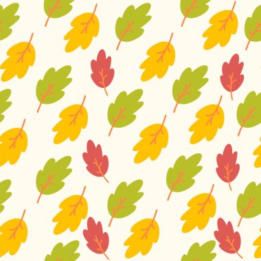 Sonbahar meşesi pürüzsüz bir desen bırakır. Yaprak dökümü dijital kağıdı. Vektör arkaplanı