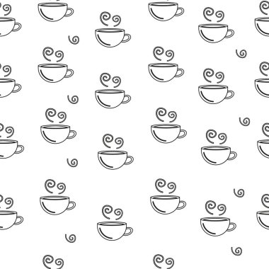 Kahve fincanları pürüzsüz desenli. Kafe karalama dijital kağıt