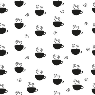 Kahve fincanlarının silueti pürüzsüz. Kafe ya da mutfak geçmişi