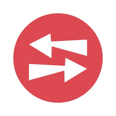 Kırmızı bir dairede iki ok düğmesinin izole edilmiş silueti.