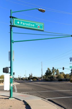 Crosswalk at  Paradise Lane at 35th Avenue in North-West Phoenix, AZ
