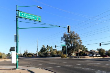 Crosswalk at  Paradise Lane at 35th Avenue in North-West Phoenix, AZ