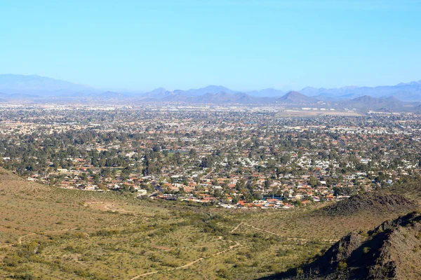 Vista Aérea Phoenix Scottsdale Partir North Mountain Park Trilha Caminhada — Fotografia de Stock