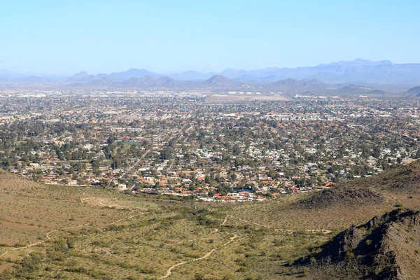 Vista Aérea Phoenix Scottsdale Partir North Mountain Park Trilha Caminhadas — Fotografia de Stock