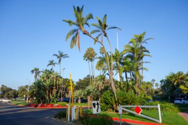 Bahia Point ve Ventura Cove 'dan çıkış kapısında halk plajı parkı Mission Bay, San Diego, California