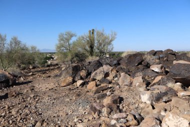 Phoenix, Arizona 'daki Vision Hill' in kayalık tepesinden Güneşin Kuzeybatı Vadisi 'nin uzak görüntüsü