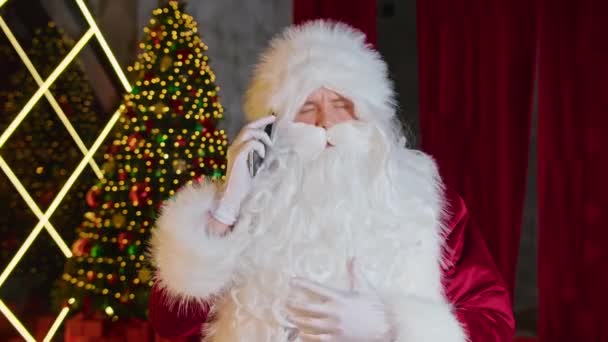 Άγιος Βασίλης Μιλάει Βιντεοκλήση Νέα Χρόνια Διάθεση Που Δημιουργεί Άγιος — Αρχείο Βίντεο