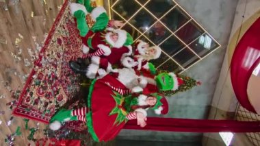 Grinch ve elfler Noel ağacının yanında eğleniyor..