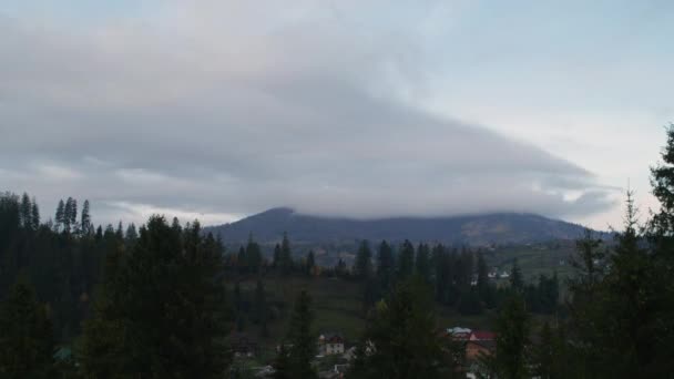Carpathians Slavske Western Ukraine Timelapse Mountains Clouds Fog Fly Quickly — Stock Video