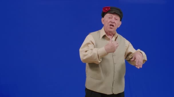 Seorang Tua Yahudi Layar Biru Mengucapkan Selamat Rosh Hashanah Selamat — Stok Video