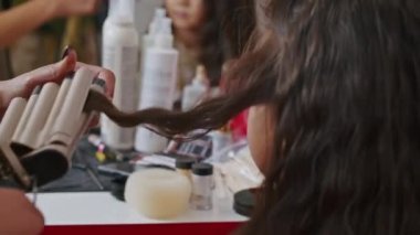 cosmetics and work as a stylist and makeup artist, women paint lips, eyes, face,