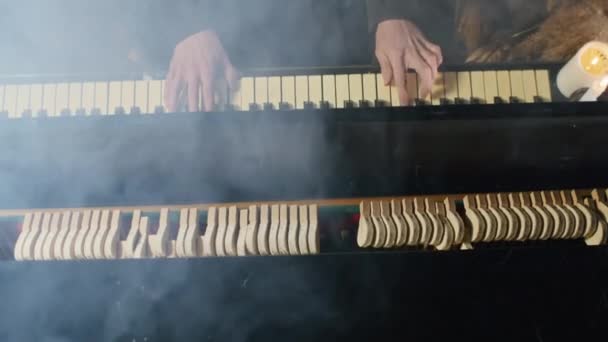 Noite Está Viva Com Doce Som Piano Tocando Jazz Deixe — Vídeo de Stock