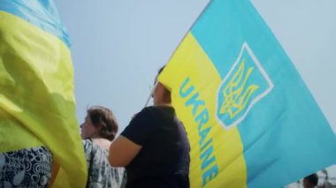 Ukrainian women and men gathered for a peaceful rally in support of the Azov prisoners of war, and the victims in Olenevka and Mariupol, demand the release of prisoners. Rally for freedom. No war in