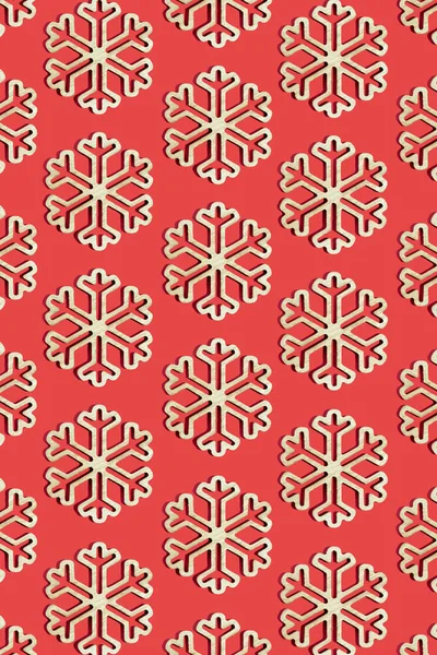 Kerst Nieuwjaar Decoratie Idee Natuurlijke Sneeuwvlok Verticaal Patroon Feestelijke Rode — Stockfoto