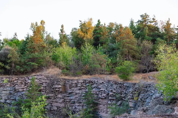 stock image Scenic Landscape of a Quarry with Rocks and Trees in Beautiful Nature