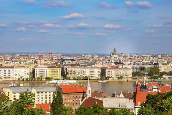 stock image Panoramic View of the Hungarian Parliament Building with the Danube River, Budapest, Hungary