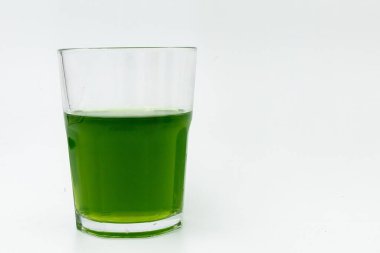 Green Jelly Dessert in Glass, Isolated on White Background clipart