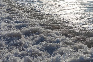 Deniz kıyısında güneş ışığı altında el sallamak, yaz tatili.