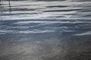 Su yüzeyine düşen yağmur damlaları, dalgalı doku arkaplanı