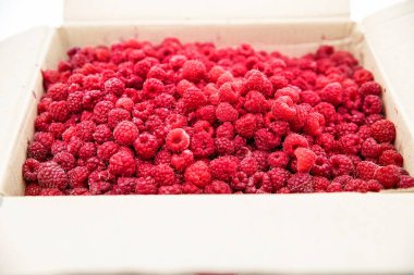 Çuval ve Yapraklı Kırsal Ahududu Kutusu