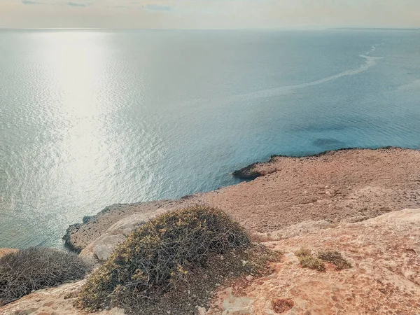 Cyprus Mediterranean Coast Sea Top View Cliffs Pale Autumn Marine — Stock Photo, Image
