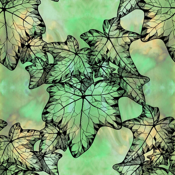 Nahtloses Muster Efeublätter Auf Einem Aquarell Hintergrund Pflanzentapete Verwenden Sie — Stockfoto