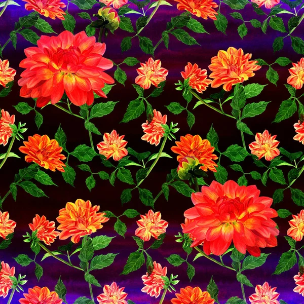 Dahlia Bir Çiçek Tomurcuk Suluboya Kusursuz Desen Duvar Kağıdı Yazdırılmış — Stok fotoğraf