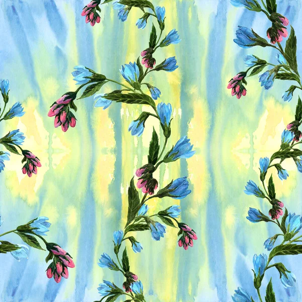 Bloemenpatroon Aquarel Achtergrond Afbeelding Voorjaar Bloemen Samenstelling Naadloos Patroon Gebruik — Stockfoto