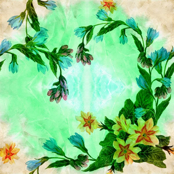 Blommönster Akvarell Bakgrund Bild Våren Blommor Sammansättning Sömlöst Mönster Använd — Stockfoto