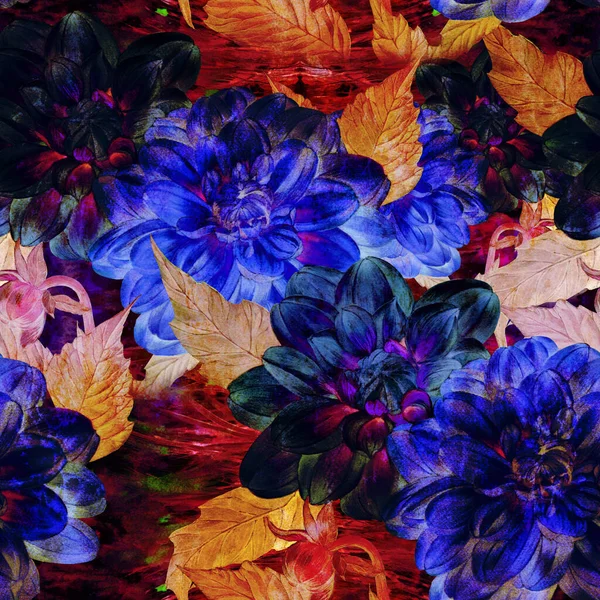 Dahlia Kwiat Pączek Akwarela Płynny Wzór Tapeta Korzystanie Materiałów Drukowanych — Zdjęcie stockowe