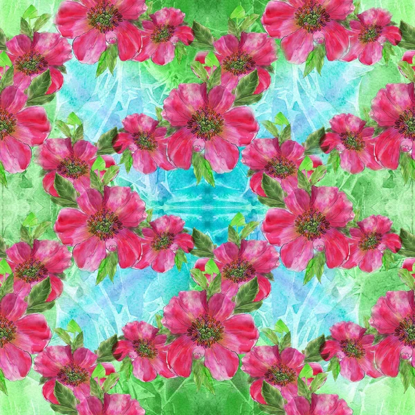 Квітковий Безшовний Візерунок Квіти Півоній Квітковий Акварельний Фон Колаж Квітів — стокове фото