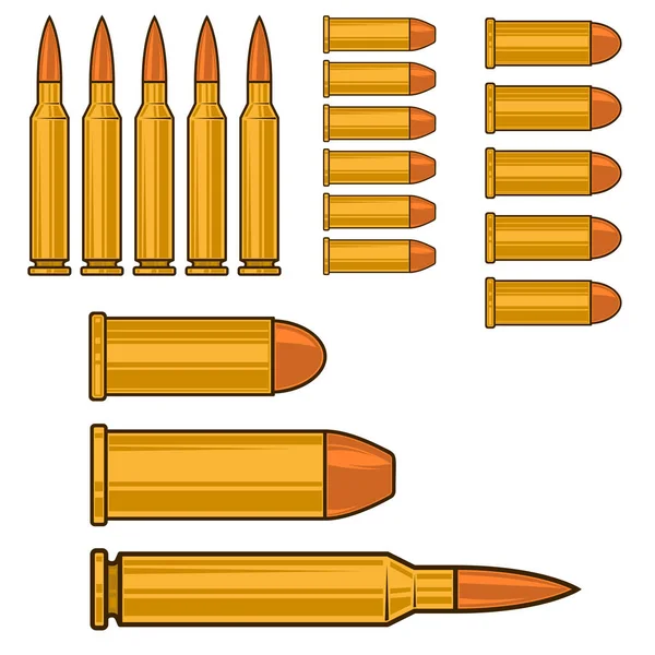 Illustration Ammunition Bullets Isolated White Background Design Element Poster Card — ストックベクタ
