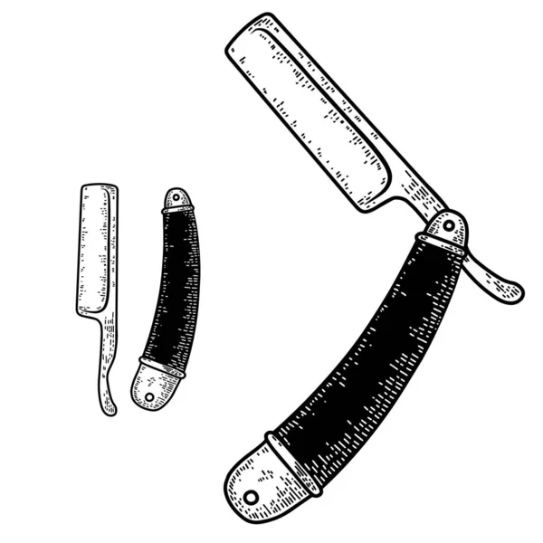 Handgezeichnete Illustration Des Barbierrasierers Gravurstil Gestaltungselement Für Logo Etikett Schild — Stockvektor